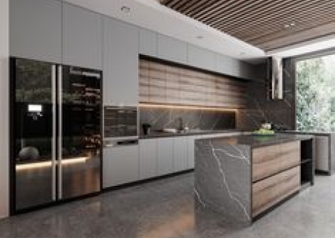 Tủ bếp chữ I phủ Melamin hãng An Cường